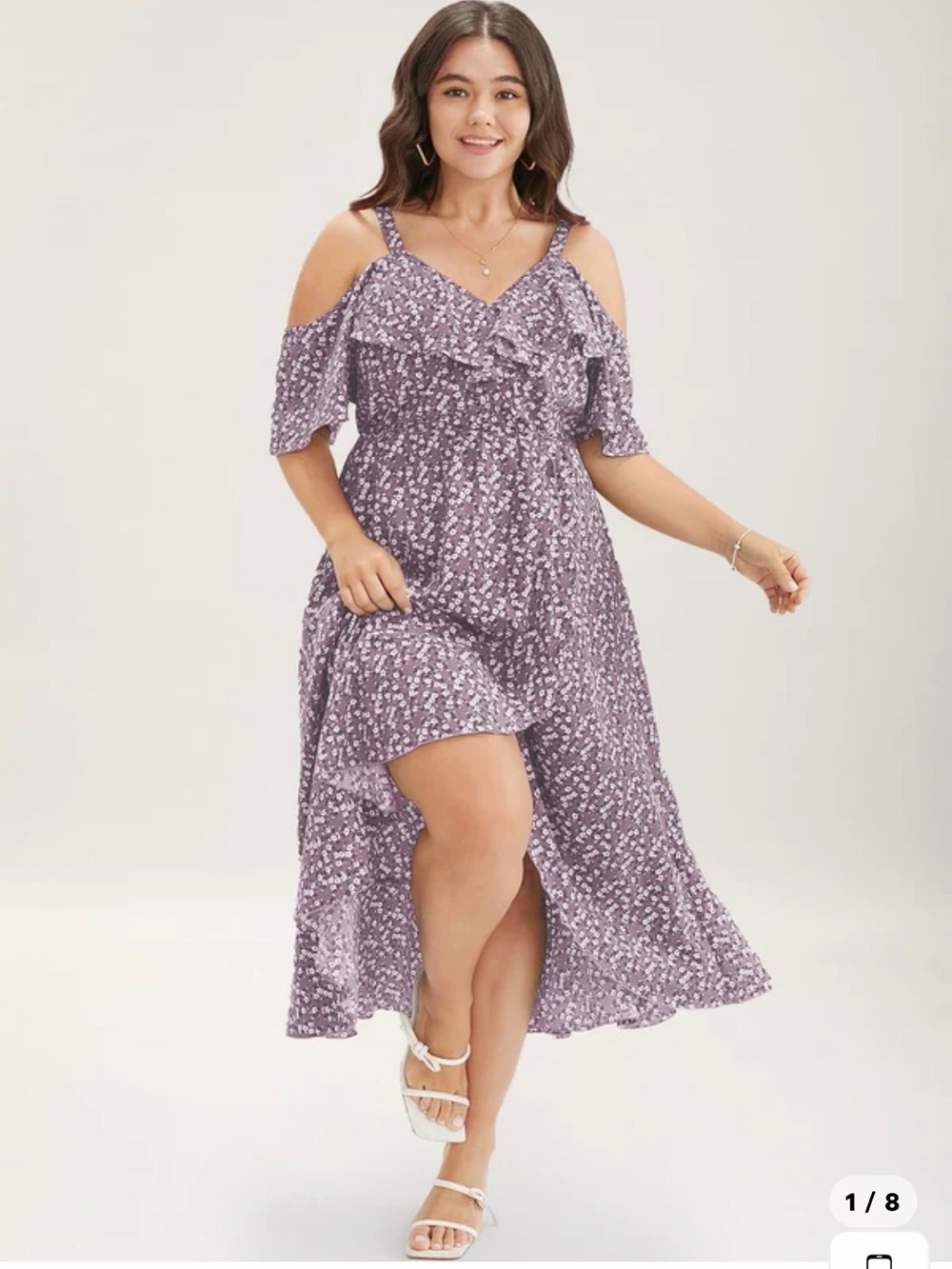 BloomChic Lavender Cold-Shoulder High-Low Floral Maxi Dress size 14/16